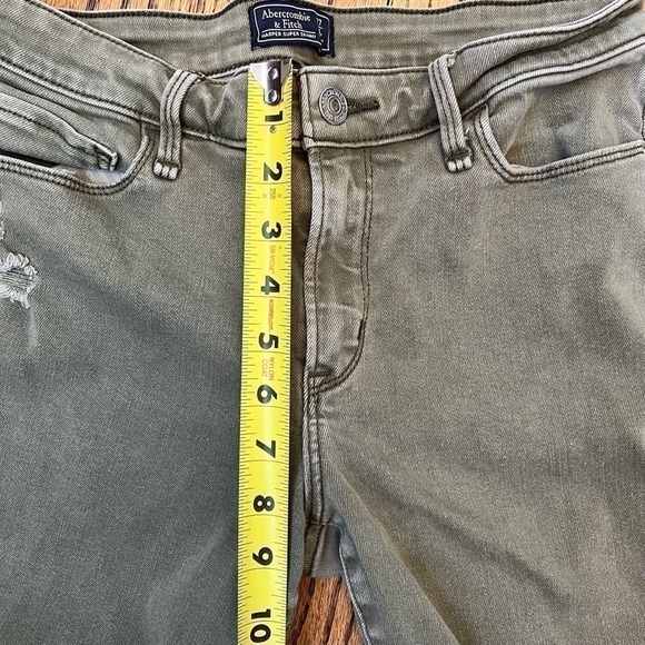 Abercrombie & Fitch Jeans Size 27 / 4 Reg Womens Harper Super Skinny Green Denim - Picture 6 of 9